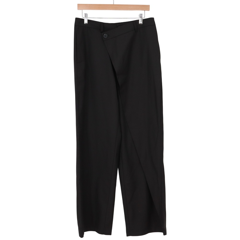 Commense Pants Women's L Asymmetrical Wrap Front Black Wide Leg